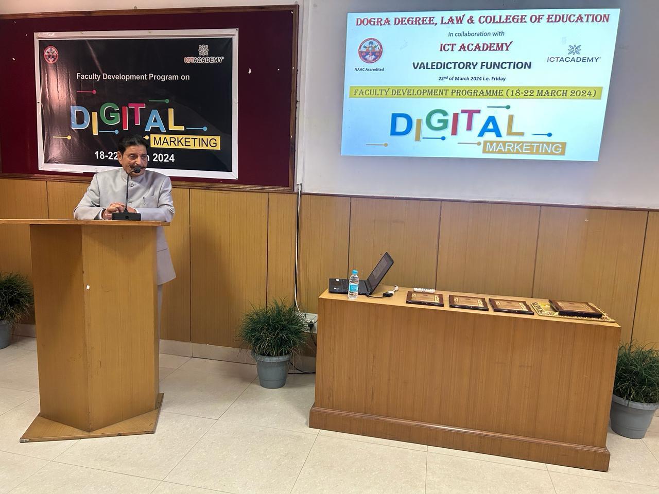 Dogra Degree, Law, and College of Education partnered with ICT Academy for a 5-day faculty development initiative focused on 