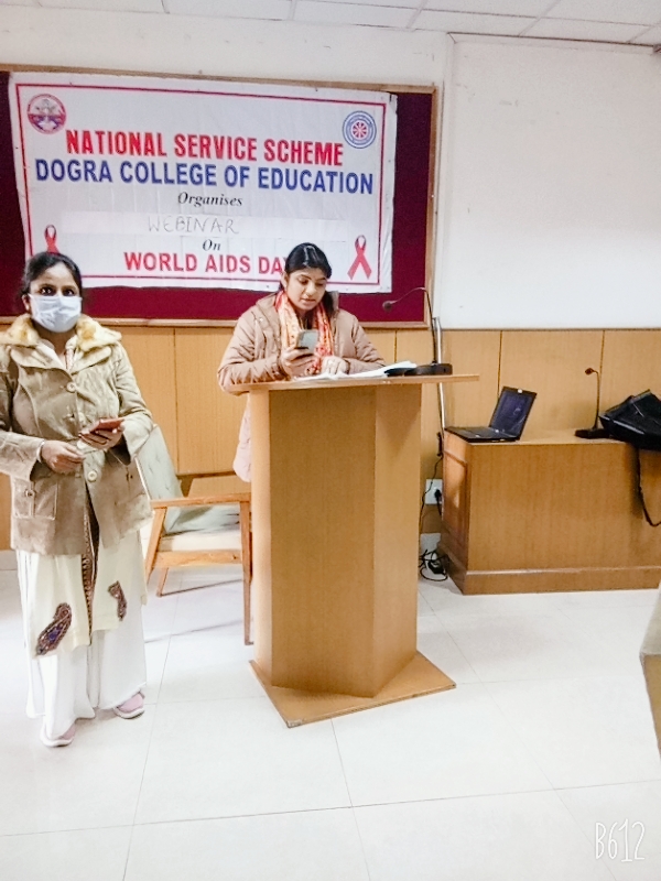 Dogra College of Education organised a Webinar on "World Aids Day".